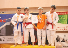 Phönix Cup, Staufen, 2024, Schweiz, Siegerehrung, Hannes Lutz, Veljko Krajisnik, Leano Brühlmann, Ilias Miragliotta, Schotokan Karateschule AS, Karate Seishin, Shinsei Kan Lenzburg, Nippon Training Urdorf / Dietikon
