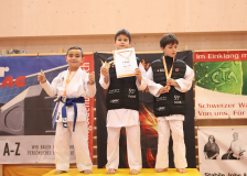 Phönix Cup, Staufen, 2024, Schweiz, Siegerehrung, Shukokai Dojo Wetzikon, Arian Ajvazi, Gaetano Diblasi, Silas Seiler