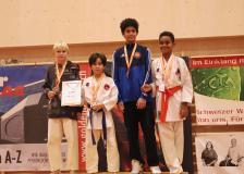 Phönix Cup, Staufen, 2024, Schweiz, Siegerehrung, Hayabusa Karate Do Basel, Team, Edgar Cosse, Nevio Häusermann, Azahel Tesfay, Tony Anessi Martino, Shinsei Kan Lenzburg, Karate-Do Balsthal