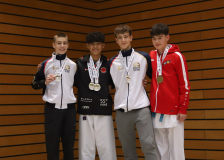 2024, Berlin Open, Berlin, Deutschland, Siegerehrung, Shukokai Dojo Wetzikon, Karl Ravas, MATYÁŠ DVOŘÁK, FIGHT CLUB CZE, KARATE DOJO CHIKARA CLUB ERFURT E.V., Elias Janott, Jakub Fajt
