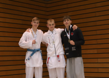 2024, Berlin Open, Berlin, Deutschland, Siegerehrung, Shukokai Dojo Wetzikon, Melvin Kunz, Ilja Stecker, SSV Nübbel, Lennox Kolley, KARATE DOJO CHIKARA CLUB ERFURT E.V.