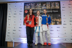 AMELIA HOFER,LUDIVINE VERGA,KARATE CLUB FRIBOURG,KARATEDO LYSS-AARBERG,Leona Salihu,KARATE CLUB DARDANIA,Kumite,Siegerehrung,Basel,Switzerland,2026,International Swiss Junior Open