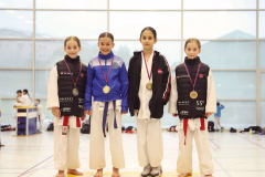 2024, Junior Karate League, Brugg, Windisch, Schweiz, Kumite, Ellie Keller, Zoe Keller, Alessia Giacomo, Julia Battistel, Siegerehrung