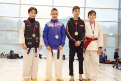 2024, Junior Karate League, Brugg, Windisch, Schweiz, Kumite, Ron Nyffenegger, Aaron Kiener, Gianmarco Aiello, Tim Demiray, Siegerehrung
