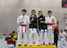 2024, Junior Karate League, Cham, Schweiz, Shukokai Dojo Wetzikon, Colin McGuinness, Andrei Negara, Mihailo Babic, Ivan Kristic, Nippon Training Urdorf / Dietikon, Kata, Siegerehrung
