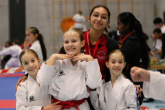 2023, Junior Karate League, Cham, Natalie Dusa, Ellie Keller, Zoe Keller, Larissa De Carlo, Coach, Kata, Schweiz, Shukokai Dojo Wetzikon