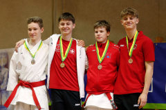 2024, Lions Cup, Lustenau, Kata, Österreich, Deny Kamilovski, Theo Zanker, Hannes Wimmer, Benjamin Appenzeller, Matteo Calzone, Siegerehrung, Shukokai Dojo Wetzikon, Kimura Shukokai Karate Limmattal, 1. Kemptener Karate Dojo im TV Kempten, Karateclub Kleiner Drache