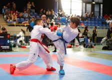 2024, Schweizermeisterschaft, Sursee, Schweiz, Kumite, Noah Seiler, Amed Oumari, Karatecenter Reto Kern Kreuzlingen, Karateschule Sursee