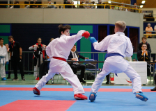 2024, Schweizermeisterschaft, Sursee, Schweiz, Kumite, Roman Berger, Karatedo Lyss-Aarberg, Aaron Häusermann, Shinsei Kan Lenzburg