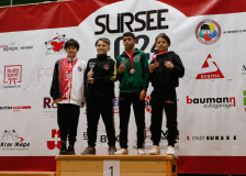 2024, Schweizermeisterschaft, Sursee, Schweiz, Siegerehrung, Hayabusa Karate Do Basel, Karate Club Fribourg, Nippon Training Urdorf / Dietikon, Karateschule Flawil, Meriton Zendeli, Jaume Harvey Vaca, Aldor Cikaj, Alessandro Zablonier