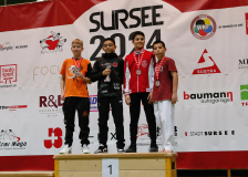 2024, Schweizermeisterschaft, Sursee, Schweiz, Siegerehrung, Shukokai Dojo Wetzikon, Noah Maurer, Shorin Ryu Karate Do Kloten, Ippon Karaté Club Tivoli Genève, Shinsei Kan Lenzburg, Aaron Häusermann, Diogo Costa Freitas, Rafael Carvalho Pereira