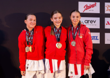 Daphne Girard,Sarah Dos Santos,Naima Trena,KARATE-DO BIEL-BIENNE - ZEN SHIN,Siegerehrung,Swiss Karate League,Gossau,Züri Oberland,2026,Medal Ceremony,SKL