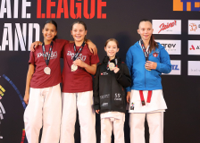 Siegerehrung, Schweiz, Swiss Karate League, 2025, Gossau, Züri Oberland, Ippon Karaté Club Tivoli Genève, Isla Preston Rico, Aissata Sissokho, Ellie Keller, Jaroslava Lanner, Shukokai Dojo Wetzikon, KS Langnau LU
