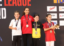 Siegerehrung, Schweiz, Swiss Karate League, 2025, Gossau, Züri Oberland, Seya Deplazes, Sophie Koller, Malea Murer, Thyra Lalic, Karate Club Valais, Shito Ryu Karate Do Uri, Karateschule Sursee, Karatecenter Reto Kern Kreuzlingen