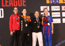 Siegerehrung, Schweiz, Swiss Karate League, 2025, Gossau, Züri Oberland, Mona Schwerzmann, Shinsei Kan Lenzburg, Nola Vuissoz, Diana Lierau, Anjana Capt, Karate Club Valais, Shukokai Dojo Wetzikon, Karatedo Lyss-Aarberg