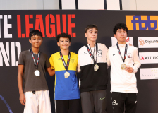 Siegerehrung, Schweiz, Swiss Karate League, 2025, Gossau, Züri Oberland, Elie Hachem, Karaté Club Jaguar Vallorbe, Leonard Schmuck, Noah Schneider, Pavle Stojanovic, Karate Do Brugg, Quirici2020, Shotokan Karateschule St. Gallen