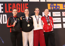 Siegerehrung, Schweiz, Swiss Karate League, 2025, Gossau, Züri Oberland, Mia Worreby, Karate-Toffen, Susan Alari, Neuchâtel Karaté-do, Maya Boccone, Sarah Garcete, Karate Do Brugg, Shorin Ryu Karate Do Kloten