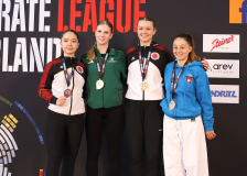 Siegerehrung, Kata, Schweiz, Swiss Karate League, 2025, Gossau, Züri Oberland, Larissa Campell, Karate Akademie Zürich, Lila Ritz, Annalena Grenacher, Anel Buchser, Karate Emme, KS Langnau LU