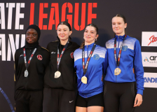 Siegerehrung, Kumite, Schweiz, Swiss Karate League, 2025, Gossau, Züri Oberland, Ecrin Karadeniz, Hayabusa Karate Do Basel, Karatedo Lyss-Aarberg, Melina Pulver, Noemi Emma Mühlemann, Fatumata Sanneh