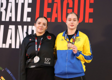 Siegerehrung, Kumite, Schweiz, Swiss Karate League, 2025, Gossau, Züri Oberland, Aya Ben Aicha, Nejra Kadiric, Karaté Club Jaguar Vallorbe, Shukokai Dojo Wetzikon