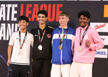 Siegerehrung, Kumite, Schweiz, Swiss Karate League, 2025, Gossau, Züri Oberland, Ahmad Khames, Hayabusa Karate Do Basel, Hao Yi Lim, Kapil Vengat Kandarahjah, Kimura Shukokai Karate Limmattal, JAPAN KARATEDO ITOSU-KAI - SCHWEIZ, David Bosch, KARATE SCHULE ZUG