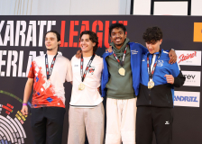 Siegerehrung, Kumite, Schweiz, Swiss Karate League, 2025, Gossau, Züri Oberland, Linus Meyer, Tarun Chandrasekar, SHOTOKAN KARATESCHULE WALLISELLEN, KYODAI KARATE-DO MUTTENZ, Ilario Solazzo, Karate Do Brugg, Antoine Oberson, Karate Club Fribourg