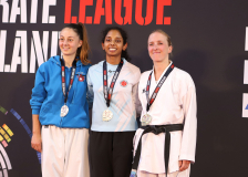 Siegerehrung, Kumite, Schweiz, Swiss Karate League, 2025, Gossau, Züri Oberland, Nesalini Sripalan, JAPAN KARATEDO ITOSU-KAI - SCHWEIZ, Annalena Grenacher, Olivia Meyer, KS Langnau LU, SHOTOKAN KARATESCHULE WALLISELLEN