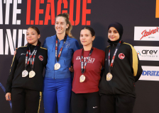 Siegerehrung, Kumite, Schweiz, Swiss Karate League, 2025, Gossau, Züri Oberland, Nina Radjenovic, Karatedo Lyss-Aarberg, Danicha Buerki, Beatriz Guerreiro, Aya Abd al Jawad, Hayabusa Karate Do Basel, Ippon Karaté Club Tivoli Genève
