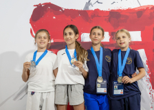 2026,SKL,Saalsporthalle,Swiss Karate League,Zürich,Siegerehrung,Medal Ceremony,Alessia Giacomo,Naiara Gantner,Lyn Brönnimann,Julia Battistel,Quirici2020,Karate Do Brugg,Karatedo Lyss-Aarberg