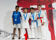 2026,SKL,Saalsporthalle,Swiss Karate League,Zürich,Siegerehrung,Medal Ceremony,Sotaro Tanimoto,Rintaro Tanimoto,Yonatan Elias,Janis Waechter,Karaté Club Thônex,Hayabusa Karate Do Basel,Karate Do Brugg
