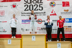 Siegerehrung, Schweiz, Schweizermeisterschaft, Sursee, 2025, Championnat Suisse, Swiss Championship, Switzerland, Maia Ritz, Kaena Schedel, Enuara Osmani, Ria Neuenschwander, Karate Emme, EKTS Lausanne Vufflens, Shorin Ryu Karate Do Kloten, RYUEI-RYU Karate ZH-Suisse