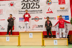 Siegerehrung, Schweiz, Schweizermeisterschaft, Sursee, 2025, Championnat Suisse, Swiss Championship, Switzerland, Karateschule Sursee, Hayabusa Karate Do Basel, Karate Club Valais, Leo Roos, Areiz Yuece, Yonatan Elias, Tiago Ramos Bastos