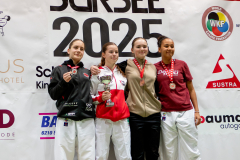 Shukokai Dojo Wetzikon, Siegerehrung, Schweiz, Schweizermeisterschaft, Sursee, 2025, Championnat Suisse, Swiss Championship, Switzerland, Lenya Lawrenz, Yuna Müri, KSC Siggenthal, Syrah Sissokho, Anita Nakonieczna, Ippon Karaté Club Tivoli Genève, KARATESCHULE WAUWIL