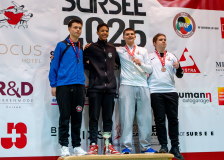 Siegerehrung, Schweiz, Schweizermeisterschaft, Sursee, 2025, Championnat Suisse, Swiss Championship, Switzerland, Karate-Do Balsthal, Nourdin Oubane, Ilija Sirovina, Andrej Komadina, Nazar Kisil, Karatekai Basel, Quirici2020