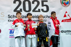 Siegerehrung, Schweiz, Schweizermeisterschaft, Sursee, 2025, Championnat Suisse, Swiss Championship, Switzerland, Karateschule Sursee, Jayden Ouk, Alessio Conidi, Nahuel Quezada Micheloud, Kjartan Kühl, BUDO SPORT CENTER LIESTAL, Karate Club Valais, Karatecenter Reto Kern Kreuzlingen