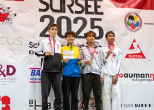 Siegerehrung, Schweiz, Schweizermeisterschaft, Sursee, 2025, Championnat Suisse, Swiss Championship, Switzerland, Elie Hachem, Karaté Club Jaguar Vallorbe, Pavle Stojanovic, Jad Ben Hareez, Leonard Schmuck, Shotokan Karateschule St. Gallen, Neuchâtel Karaté-do, Karate Do Brugg