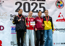 Siegerehrung, Schweiz, Schweizermeisterschaft, Sursee, 2025, Championnat Suisse, Swiss Championship, Switzerland, SOLÈNE Steiner, Karateschule Sursee, Asya Payziner, Aissata Sissokho, Mariana QUITÓN STYRLAEV, Hayabusa Karate Do Basel, Ippon Karaté Club Tivoli Genève, Karatecenter Reto Kern Kreuzlingen