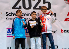 Siegerehrung, Schweiz, Schweizermeisterschaft, Sursee, 2025, Championnat Suisse, Swiss Championship, Switzerland, Karate-Do Balsthal, Neo Fuchs, Ryan Portmann, Nikita Kuzmenko, Raffael Noah Martens, Karate TAISHO, Karate Club Fribourg, Elson Sport & Karate