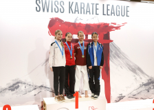 2025, Swiss Karate League, Bonstetten, Schweiz, Kata, Siegerehrung, EKTS Lausanne Vufflens, Maria Latsis, Anastasia SIGILLÒ, Karate-Do Biel-Bienne - Zen Shin, Pauline Cugnet, YSÉE Rousseau, Kihon Karaté Club La Chaux-de-Fonds, Ippon Karaté Club Tivoli Genève