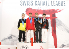 2025, Swiss Karate League, Bonstetten, Schweiz, Kumite, Siegerehrung, Karate Club Valais, Karatecenter Reto Kern Kreuzlingen, Nippon Training Urdorf / Dietikon, Shukokai Dojo Wetzikon, Andrei Negara, Ivan Kristic, Marvin von Klaas, Tiago Ramos Bastos