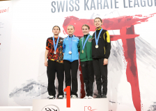 2025, Swiss Karate League, Bonstetten, Schweiz, Kumite, Siegerehrung, Karate TAISHO, Shinsei Kan Lenzburg, Karatecenter Reto Kern Kreuzlingen, Karateschule Altstätten, Imana Rösch, Almina Oymak, Jessica Frischknecht, Alisha Widmer