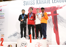 2025, Swiss Karate League, Bonstetten, Schweiz, Kumite, Siegerehrung, Karateschule Sursee, Shukokai Dojo Wetzikon, Shinsei Kan Lenzburg, Karate Do Brugg, Noah Maurer, Leonardo Mateus Gomes, Laarushan Sivarasalingam, Corsin Dion Lüthy