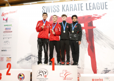 2025, Swiss Karate League, Bonstetten, Schweiz, Kumite, Siegerehrung, Caleb Gossweiler, Musa Lorian, Nicolas Favre, Thierry Giess, Karate Club Valais, Shukokai Dojo Wetzikon, Hayabusa Karate Do Basel