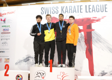2025, Swiss Karate League, Bonstetten, Schweiz, Kumite, Siegerehrung, Karatecenter Reto Kern Kreuzlingen, Neuchâtel Karaté-do, Shinsei Kan Lenzburg, Karate-Do Balsthal, Bjarne Kühl, Iyad Ben Hareez, Leonidas Geerts, Nourdin Oubane