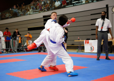 2024, Swiss Karate League, Neuchâtel, Schweiz, Kumite, Shukokai Dojo Wetzikon, Caleb Gossweiler, Pavle Dzuverovic, Kimura Shukokai Karate Limmattal