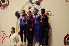 2024, Swiss Karate League, Wettingen, Schweiz, Kumite, Siegerehrung, Norah Borter, Anais Tscharner, Fatumata Sanneh, Melina Pulver, Elena Quirici, Quirici2020, Mizu Dojo, Karatedo Lyss-Aarberg, Hayabusa Karate Do Basel, Karatedo Lyss-Aarberg