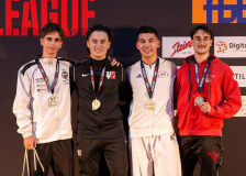Nolan Schedel,EKTS VD LAUSANNE SWISS,KIDOKAN K.C. LA CHAUX-DE-FONDS,KARATE-DO BIELBIENNE - ZEN SHIN,Leandro Petrone,Keanu Cattin,Yuki Ujihara,BUSHIDO BADEN,Kata,Siegerehrung,Swiss Karate League,Gossau,Züri Oberland,2026,Medal Ceremony,SKL