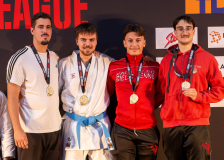 Matias Moreno-Domont,Samuel Dos Santos,Leandro Petrone,Julien Codes,Karate-Do Biel-Bienne - Zen Shin,Team Kata,Siegerehrung,Swiss Karate League,Gossau,Züri Oberland,2026,Medal Ceremony,SKL
