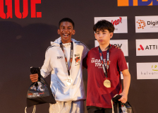 Laarushan Sivarasalingam,Rafael Carvalho Pereira,IPPON KARATÉ CLUB TIVOLI GENÈVE,KARATE DO BRUGG,Siegerehrung,Swiss Karate League,Gossau,Züri Oberland,2026,Medal Ceremony,SKL