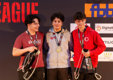 Jules Muller,Iyad Ben Hareez,Loris Ahmeti,NEUCHÂTEL KARATÉ-DO,KARATE CLUB VALAIS,IPPON KARATÉ CLUB TIVOLI GENÈVE,Siegerehrung,Swiss Karate League,Gossau,Züri Oberland,2026,Medal Ceremony,SKL